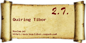 Quiring Tibor névjegykártya